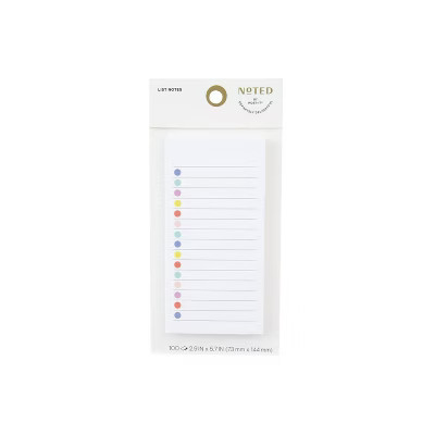 Noted by Post-it White Lined Notes with Colored Dots, Sticky Notes: 100 Sheets, 2.9x5.7", To-Do &... | Target