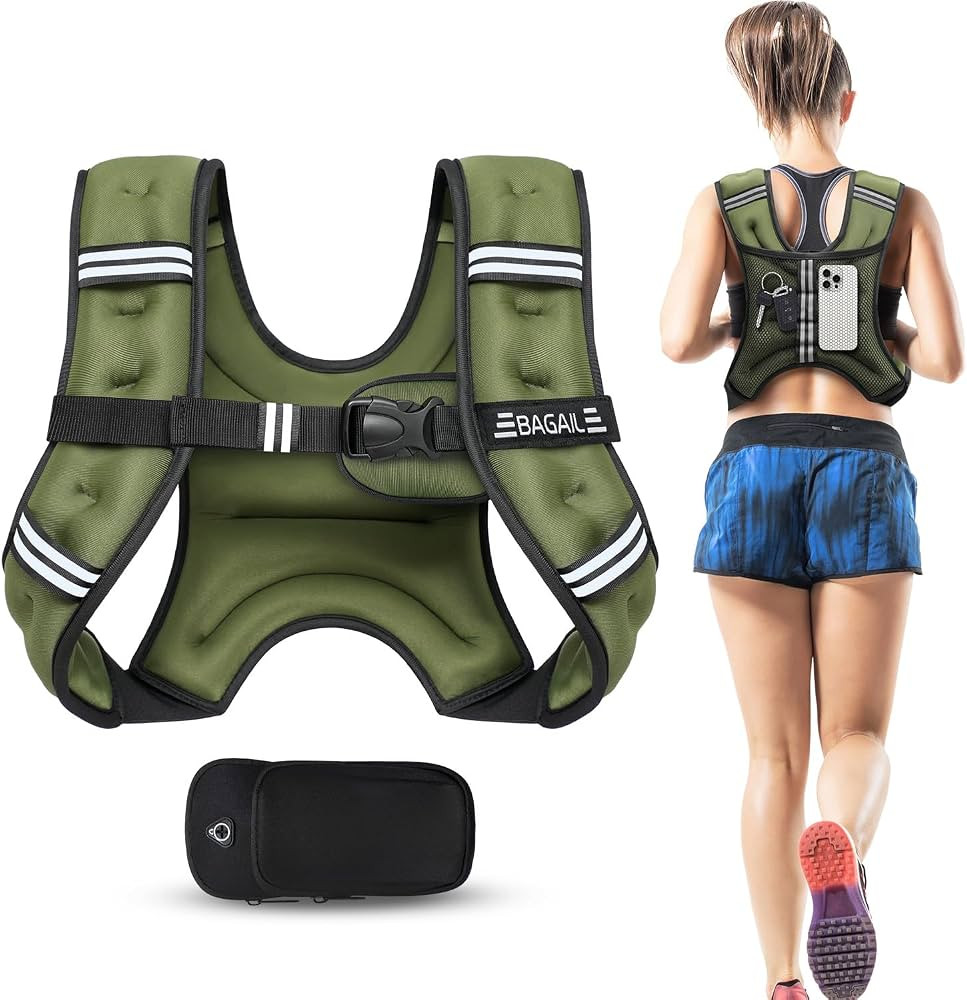 BAGAIL Weighted Vest, 5lbs/10lbs/12lbs/15lbs/20lbs/25lbs/30lbs Weight Vest with Detachable Phone ... | Amazon (US)
