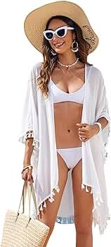 SweatyRocks Women's Tassel Kimono Fringe Cardigan Beachwear Cover up | Amazon (US)