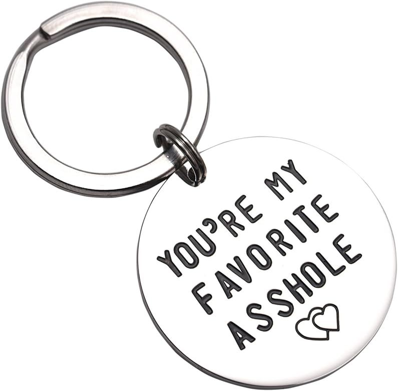 LParkin You're My Favorite Asshole Keychain Funny Man Gift Valentines Day for Husband Boyfriend Gift | Amazon (US)