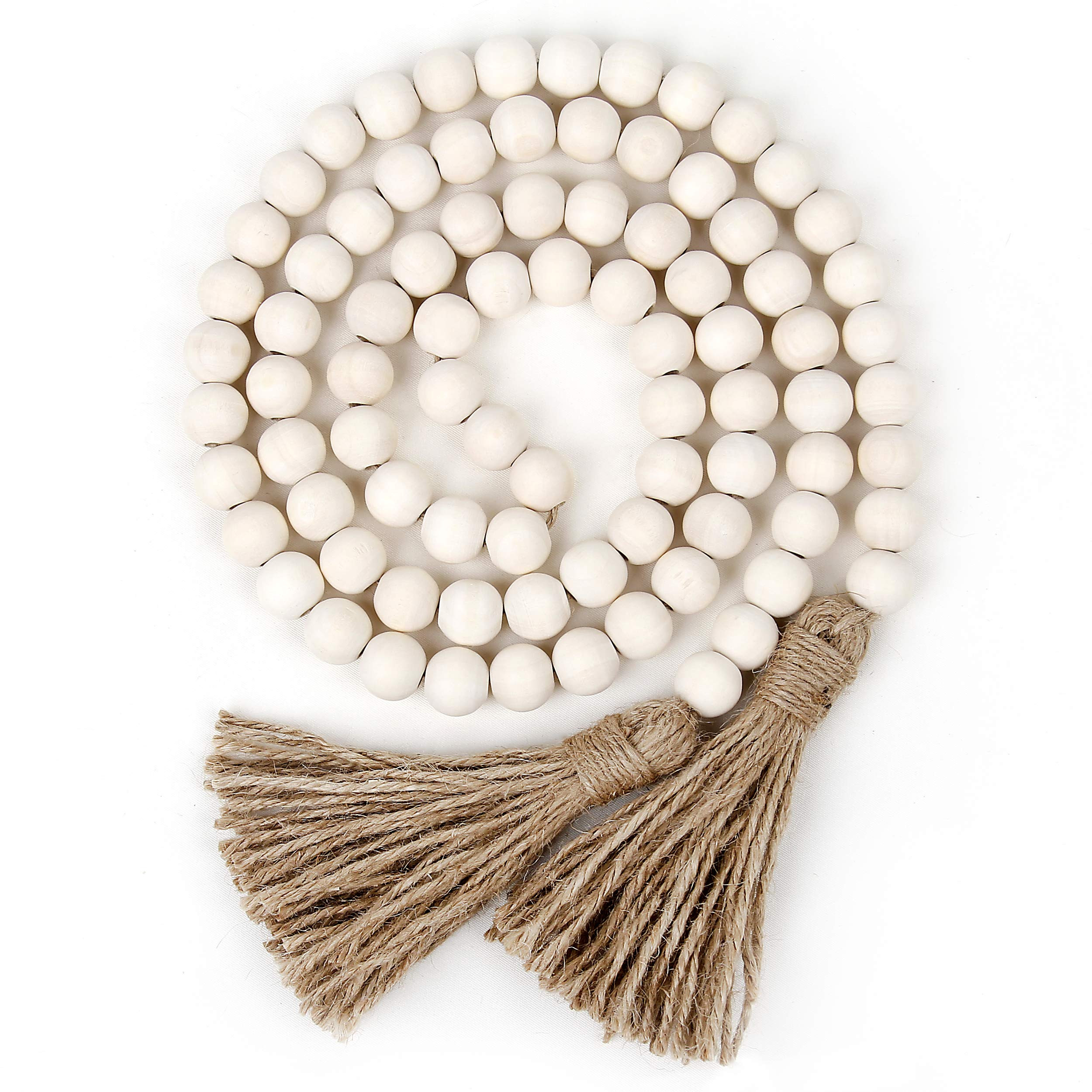 58in Wood Bead Garland with Tassels,Farmhouse Beads Rustic Country Decor Prayer Boho Beads Wall H... | Amazon (US)