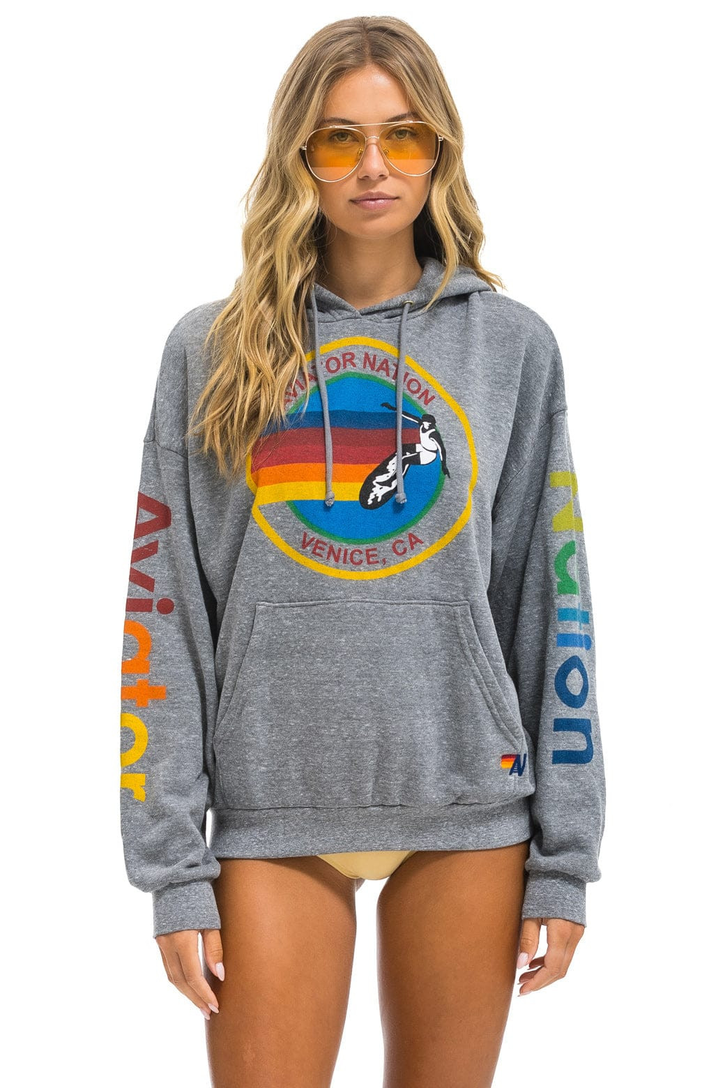 AVIATOR NATION RELAXED PULLOVER HOODIE - HEATHER GREY | Aviator Nation