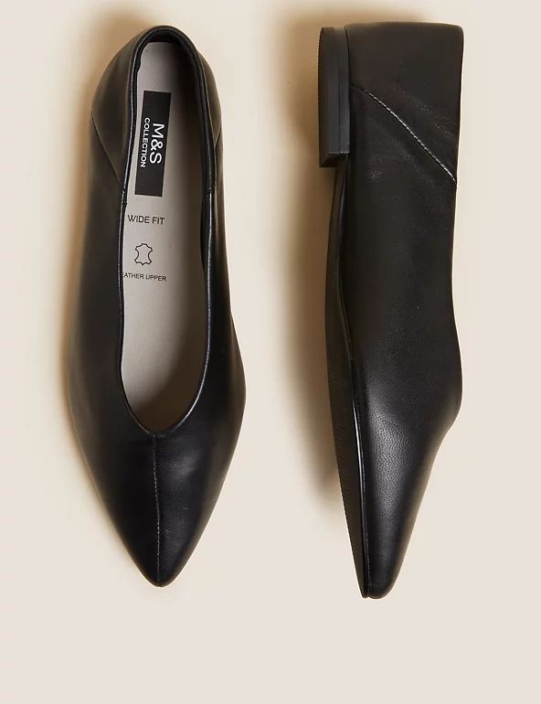 Wide Fit Leather Pointed Ballet Pumps | Marks & Spencer (UK)