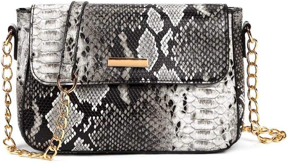 YYW Snakeskin Pattern Box Bag Shoulder Bag Fashion Ladies Crossbody Bag Purse for Prom Travel | Amazon (US)