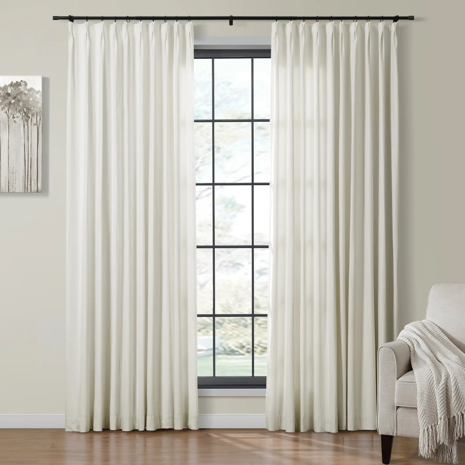 Birkin Velvet Curtain Pleated - Ivory MJ11-57 | TWOPAGES
