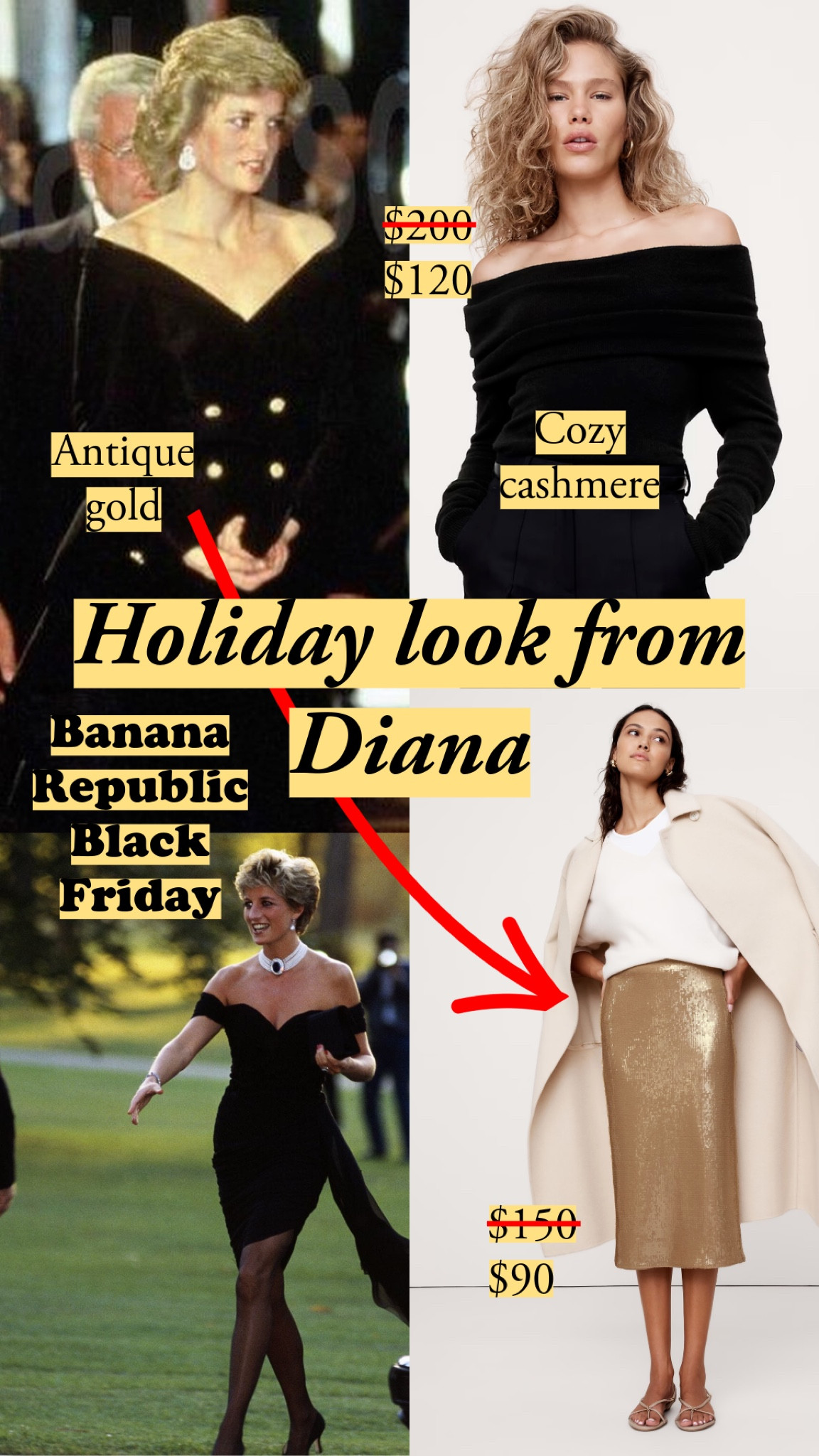 Thinking about holiday parties, I’m wanting cozy glam. It’s easy because it’s so soft and smooth, and it’s glamorous because the materials look luxe at every angle. 

Let’s update Diana for today. 

Be sure to tuck the cashmere into the sequin skirt (or pants) so the sequins don’t snug the sweater  

#cashmere #princessdiana #classicstyle #bananarepublic

#LTKHoliday #LTKStyleTip #LTKCyberWeek #LTKGiftGuide