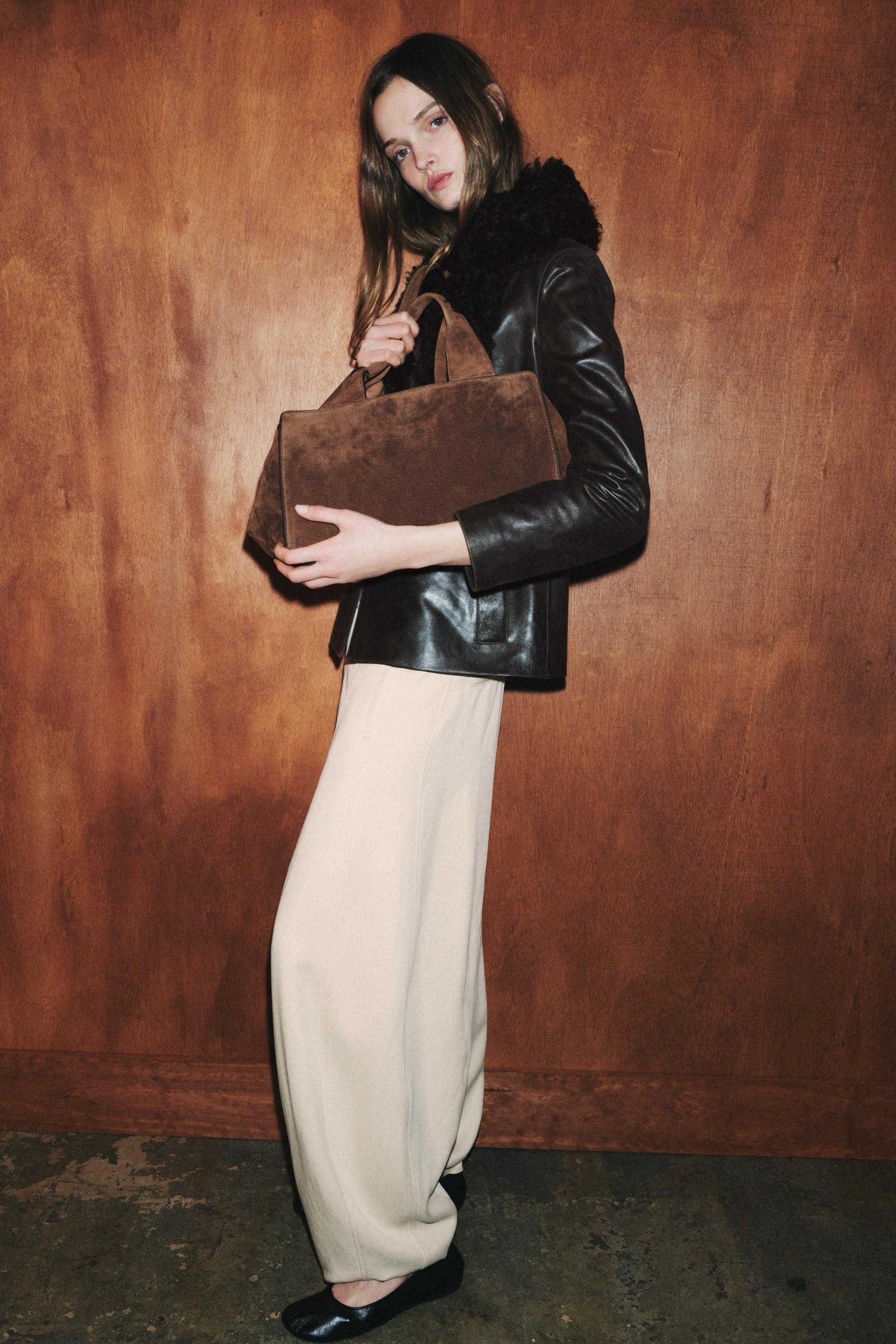 DOUBLE HANDLE SPLIT LEATHER BAG | Zara US