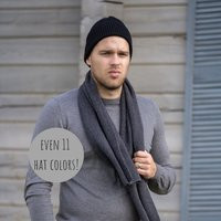 Knit Fisherman Hat, Ribbed Winter Hat For Man in Merino Wool, Unisex Black Beanie, Gift Ideas Husban | Etsy (US)