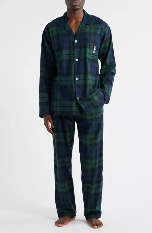 Polo Ralph Lauren Plaid Cotton Flannel Pajamas in Blackwatch Plaid at Nordstrom, Size Medium | Nordstrom