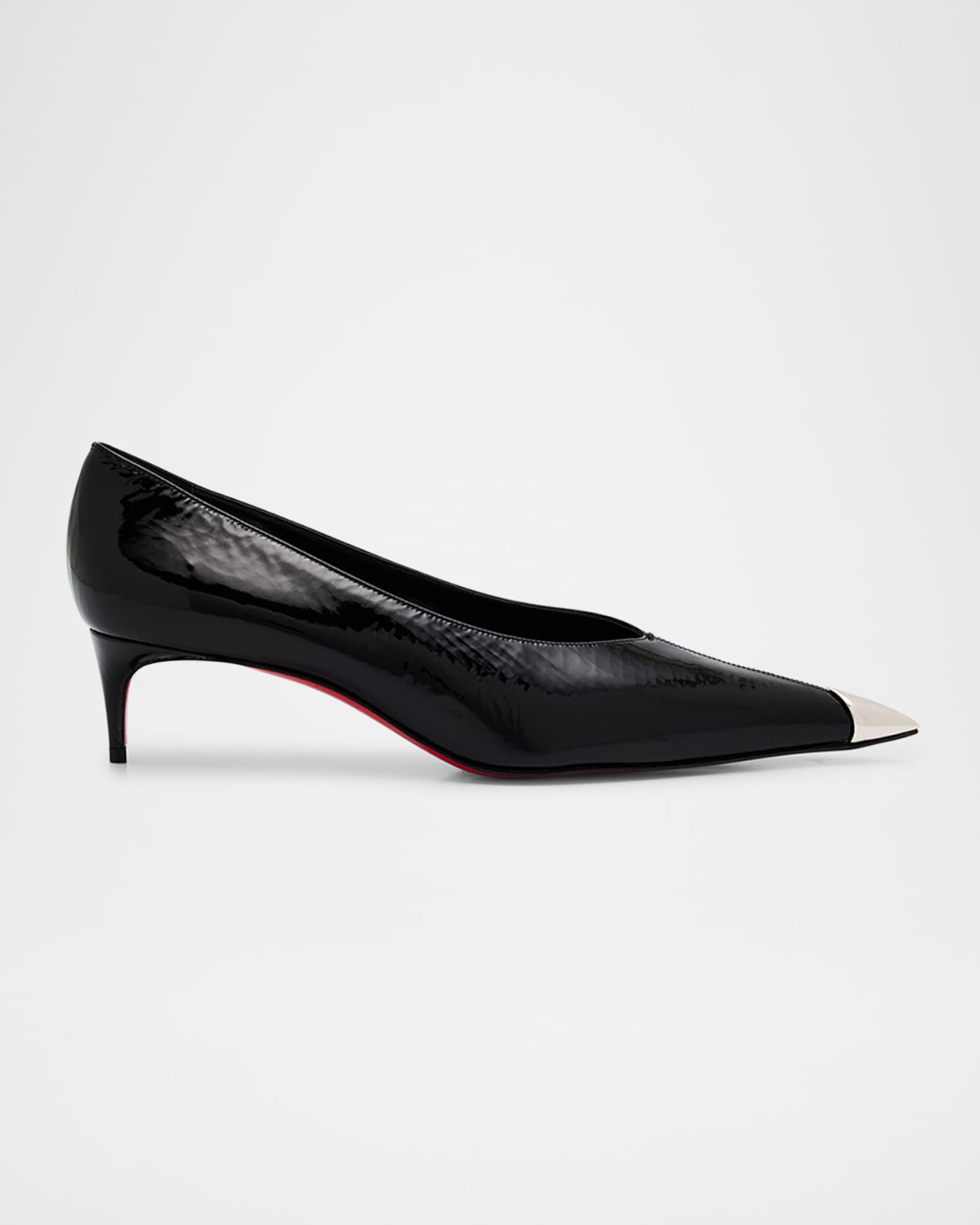 Christian Louboutin Katissima Metal Cap-Toe Leather Pumps | Neiman Marcus