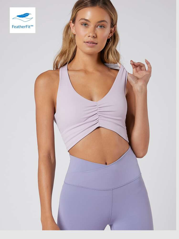 GLOWMODE FeatherFit™ Ruched Racerback Sports Bra | SHEIN