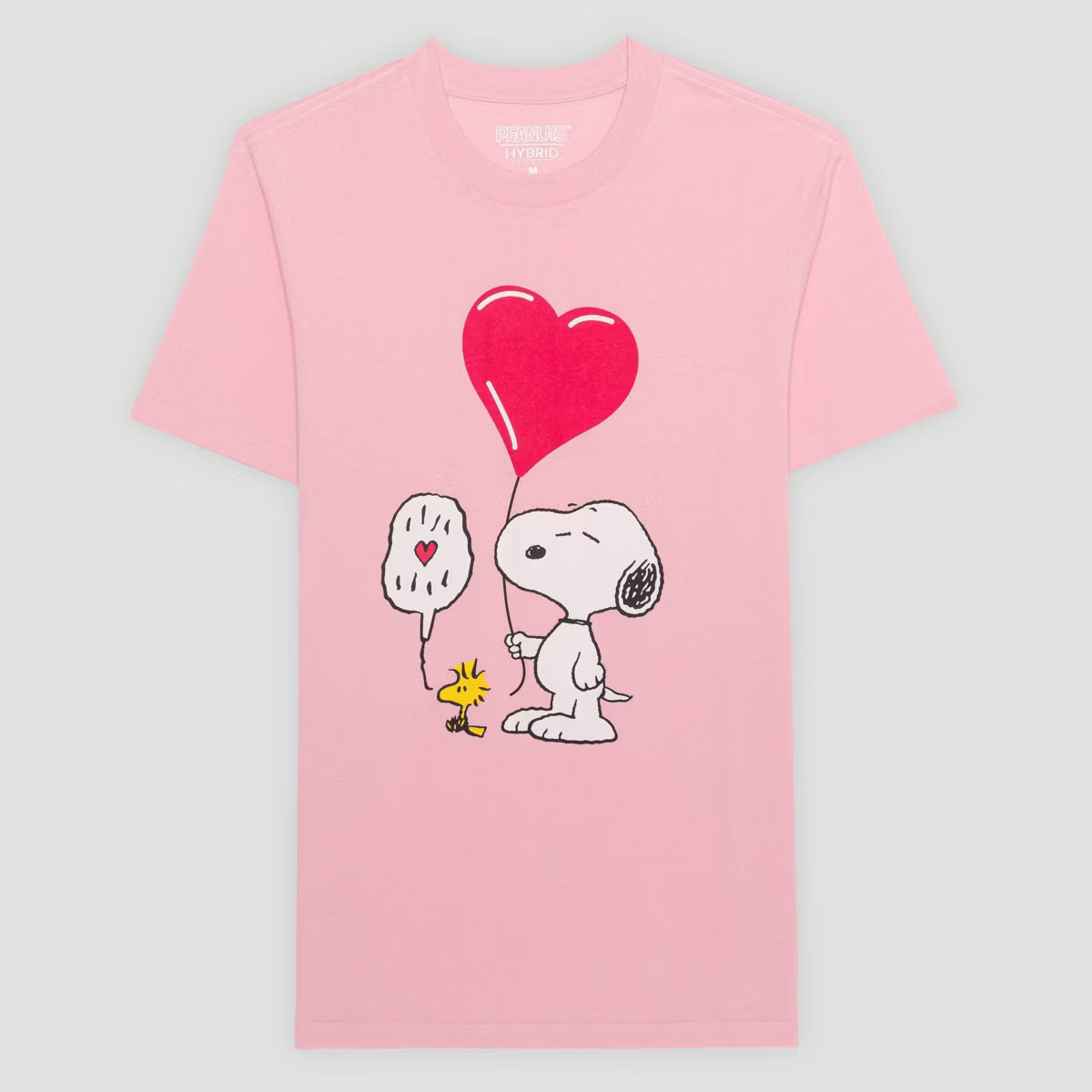 Men's Peanuts Snoopy Heart Balloon Short Sleeve Graphic T-Shirt - Pink | Target