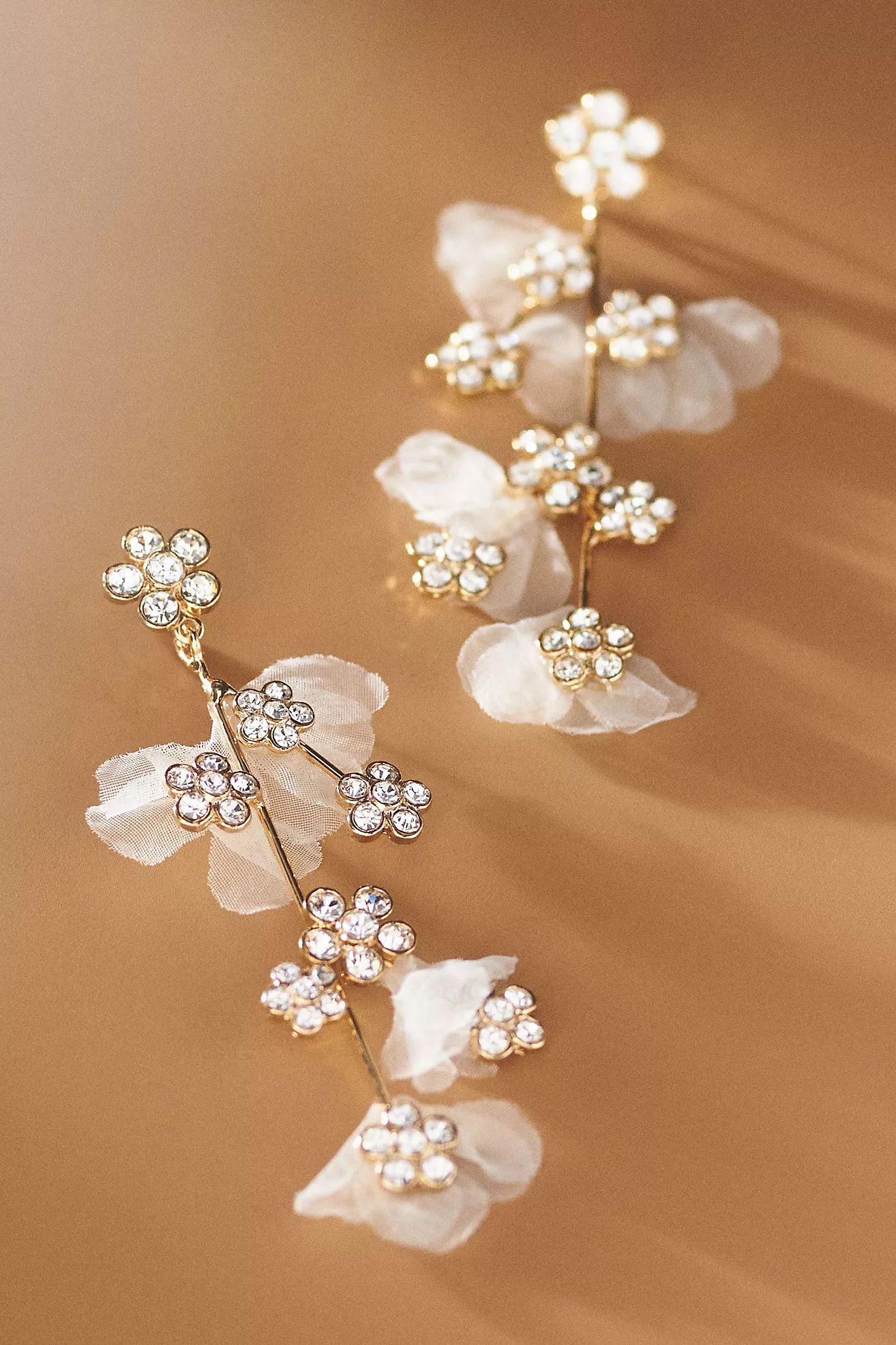 Twigs & Honey Crystal and Silk Petal Chandelier Earrings | Anthropologie (US)
