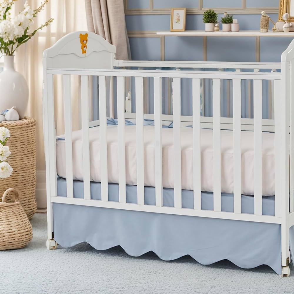 Brandream Scallop Edge Cotton Crib Skirt, Baby Boy Girl Gender Neutral Crib Skirt Toddler Bedskir... | Amazon (US)