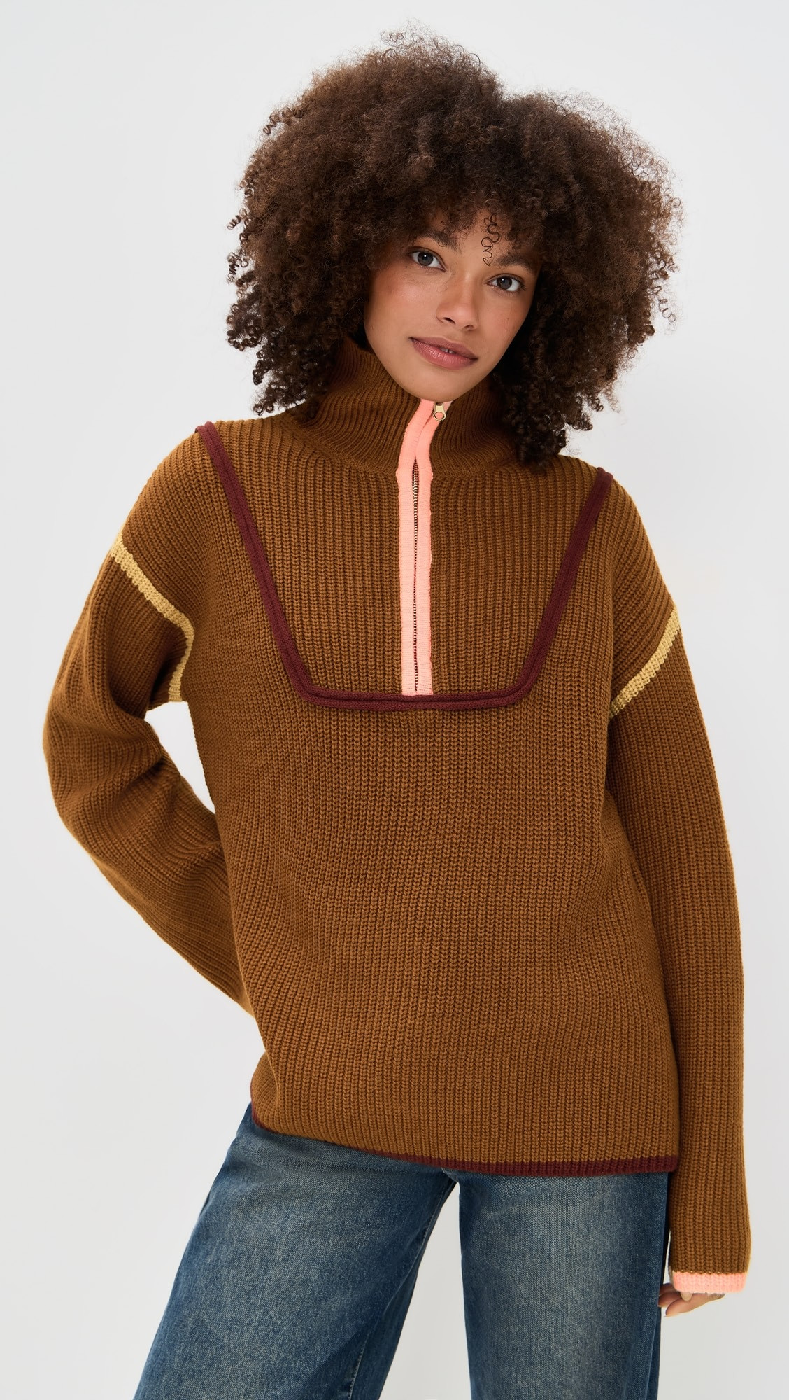 Contrast Piping Quarter Zip Sweater | Shopbop