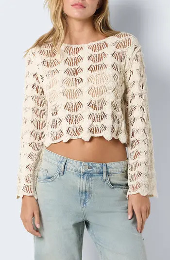 Noisy may Lana Crochet Crop Sweater | Nordstrom | Nordstrom