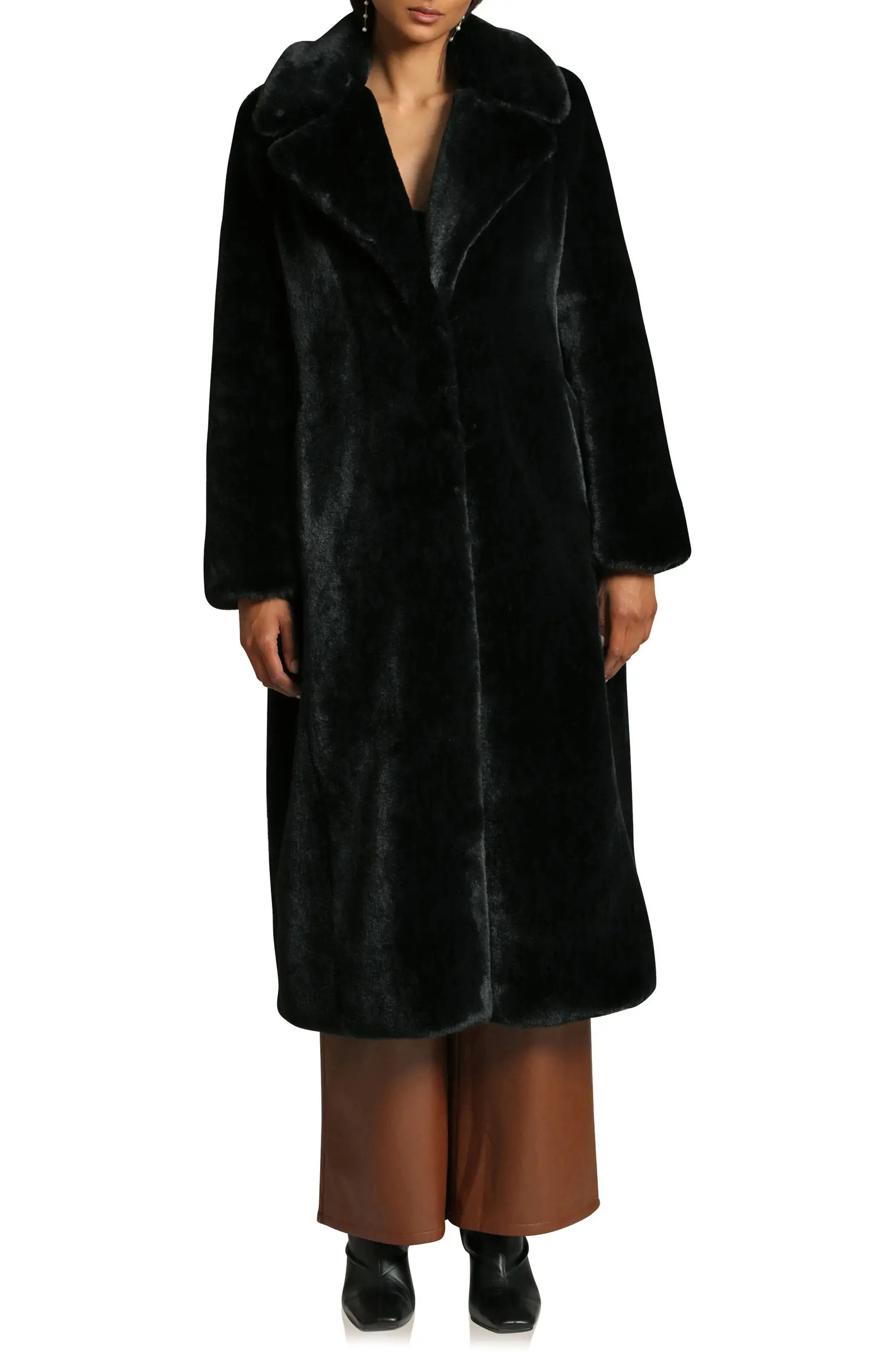Notch Collar Faux Fur Coat | Nordstrom