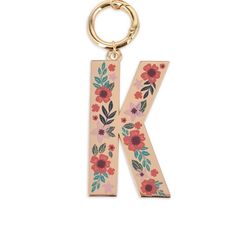 Time and Tru Women's Floral Initial Bag Charm | Walmart (US)
