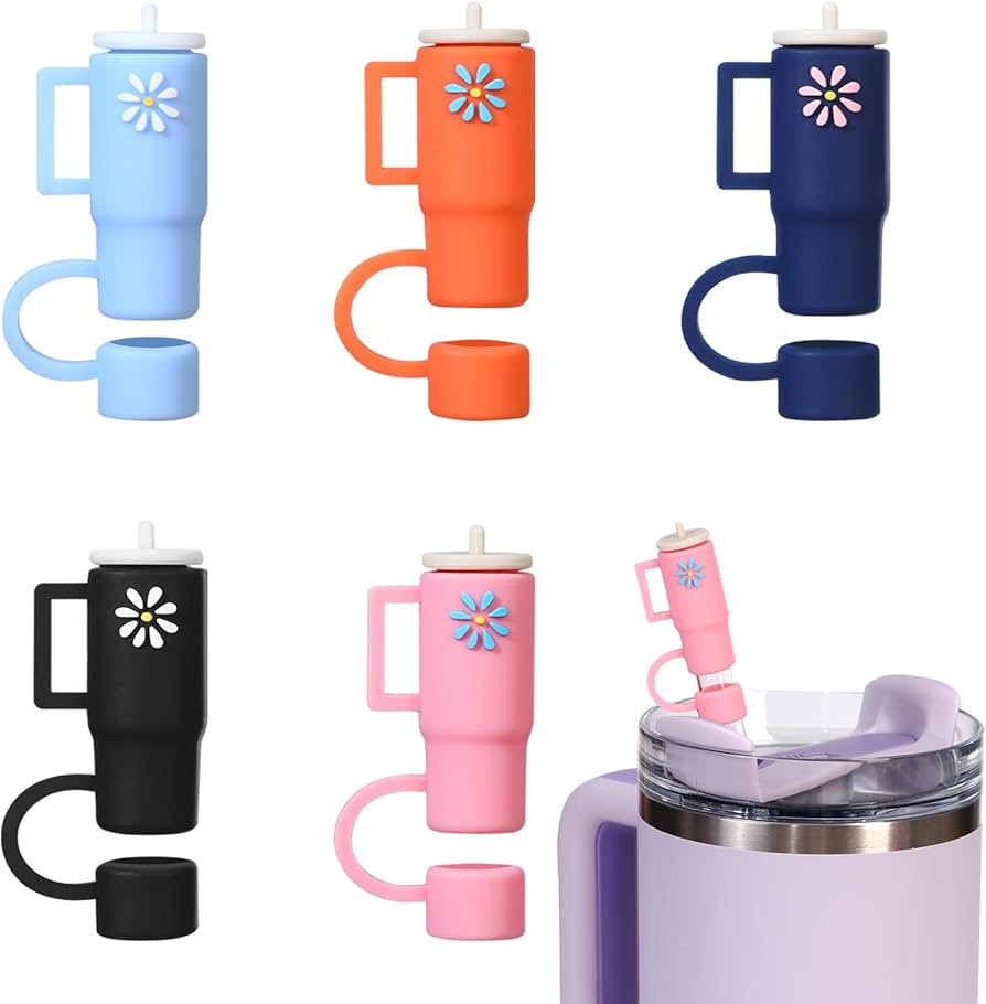 Straw Cover Cap for Stanley Cup, 5 Pcs 100% Silicone Straw Topper，Reusable Drinking Dust Proof ... | Amazon (US)