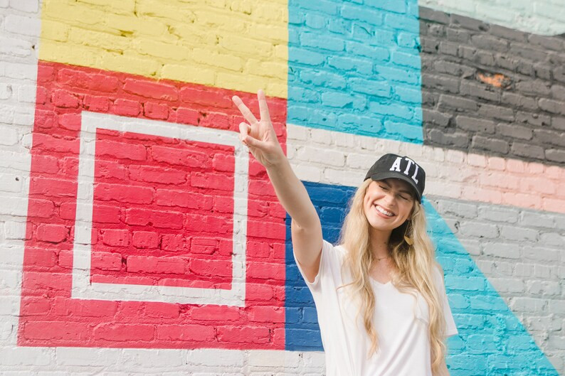 Black ATL Handmade Baseball Hat | Etsy (US)