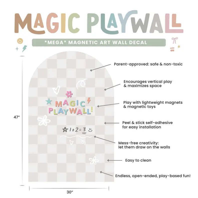 MEGA Checkered Magic Playwall - Arch Magnetic Wall Decal for Kids | Multifunctional Wall Decal Wh... | Etsy (US)