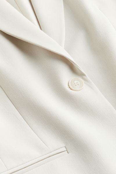Tapered-waist Twill Blazer - Long sleeve - Long - Light beige - Ladies | H&M US | H&M (US + CA)