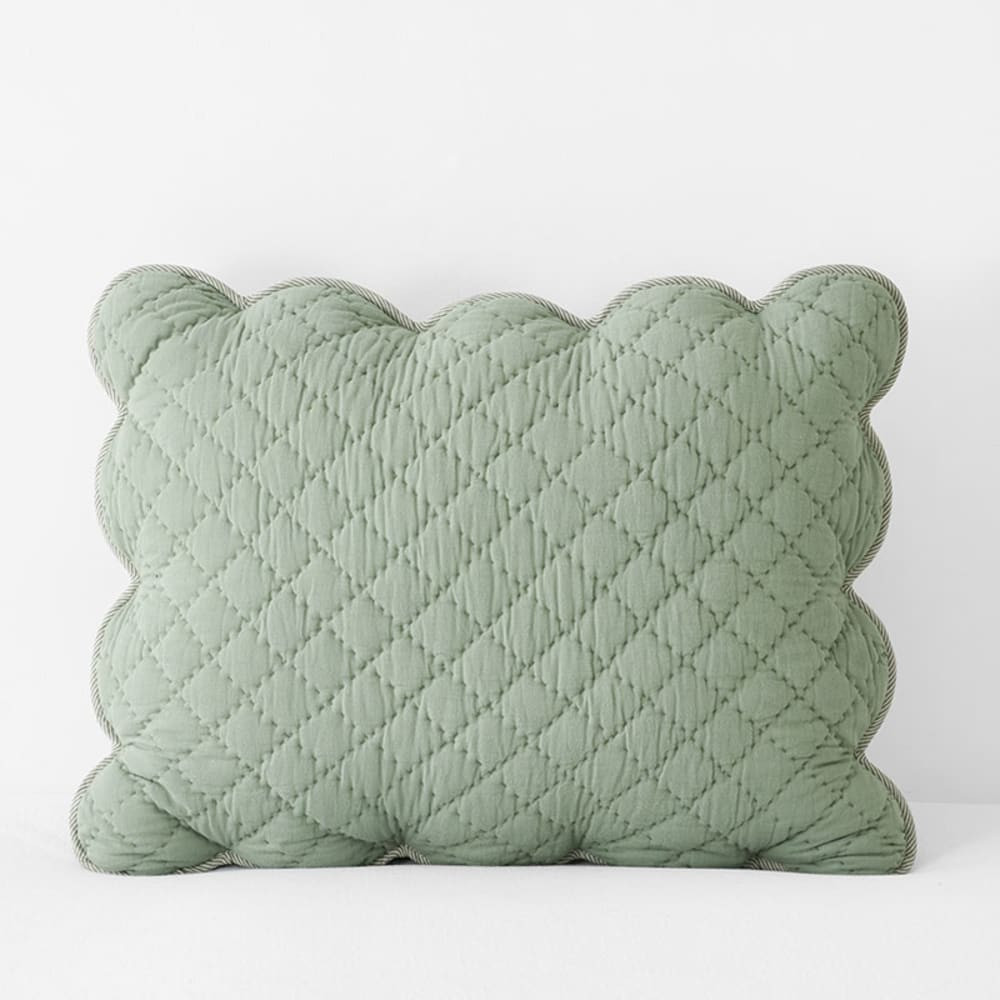 Giulietta Scallop Quilted Sham - Green Sage, Standard | The Company Store