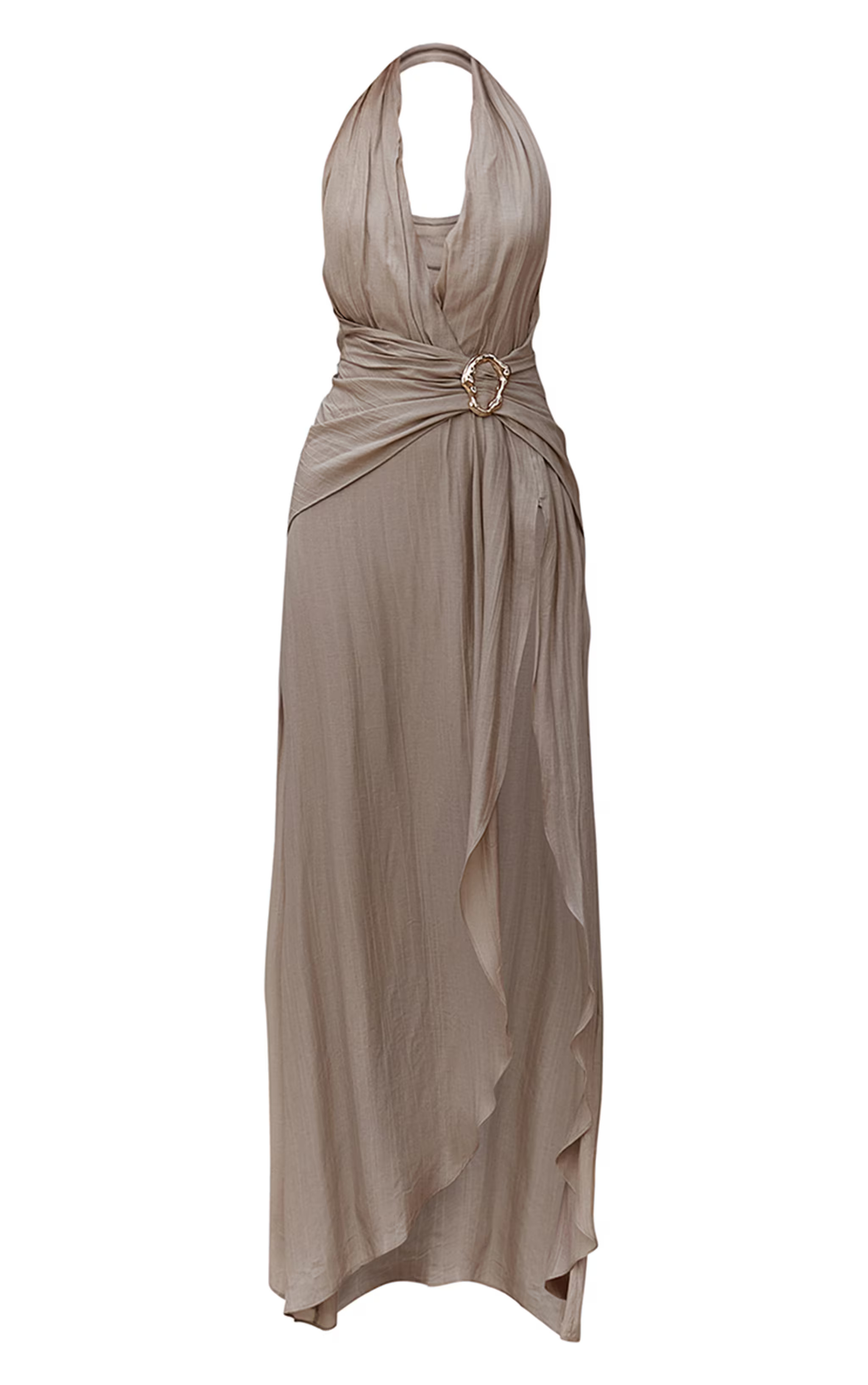 Cream Textured Plunge Trim Detail Maxi Dress | Dresses | PrettyLittleThing UK