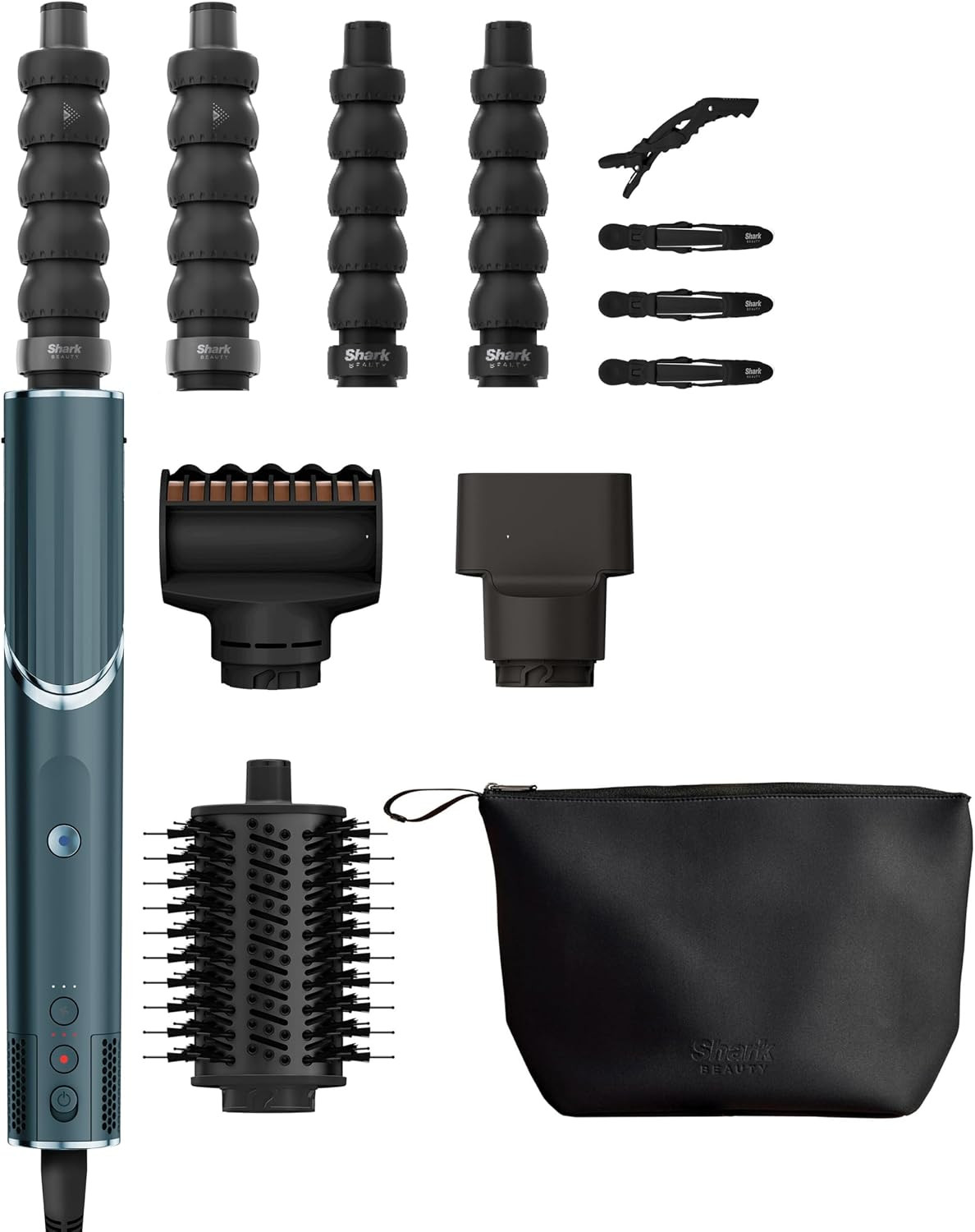 Shark FlexStyle 5-in-1 Air Styler & Hair Dryer, Auto-Wrap Curlers, FrizzFighter Finishing Tool, Oval Brush, Concentrator, Clips & Storage Bag, No Heat Damage HD456TLUK | Amazon (UK)