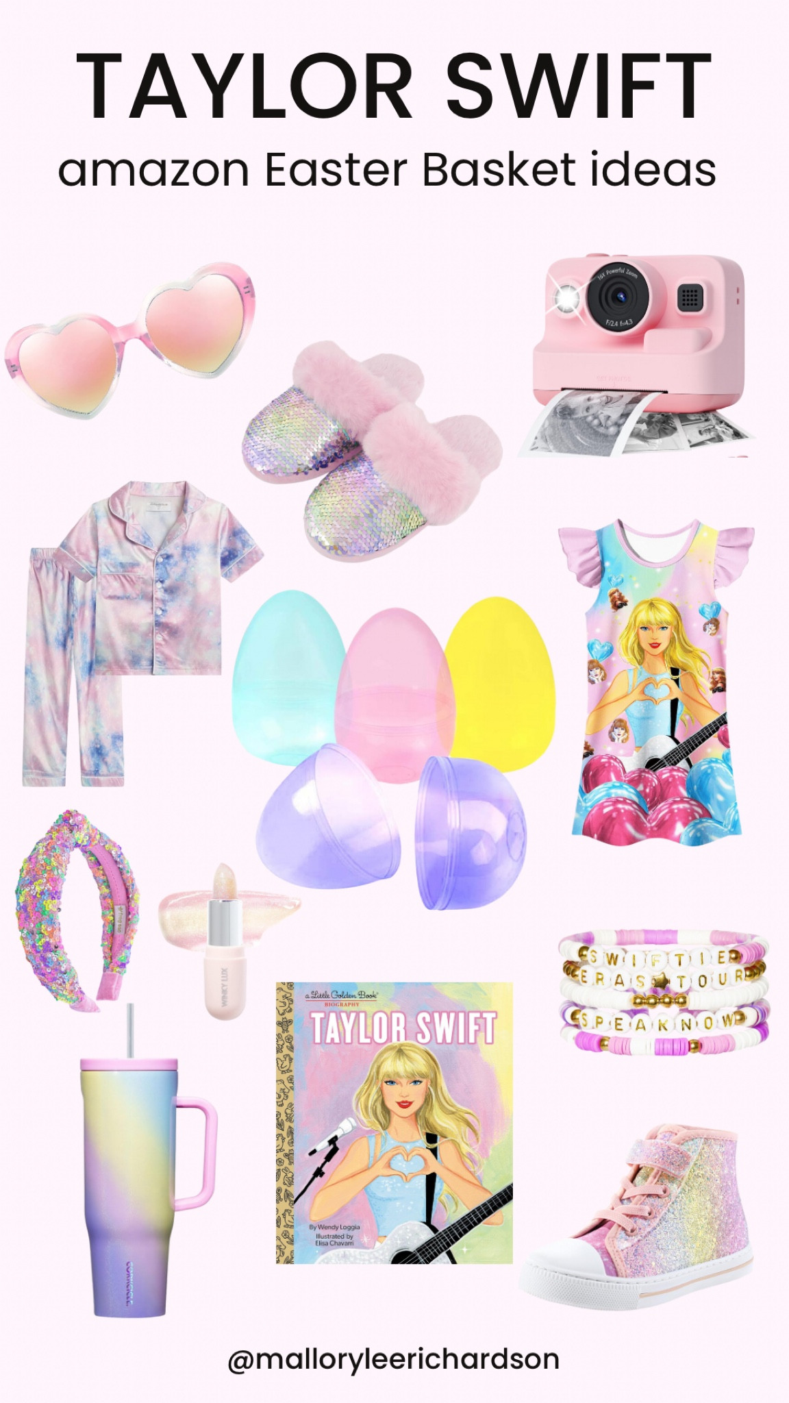 Taylor Swift Easter basket idea, toddler girl Easter basket, little girls Easter basket, Amazon Easter basket ideas, kids Easter, rainbow shoes, Taylor swift pajama gown for kids, rainbow cup, rainbow pajamas, Easter egg bracelets , kids camera, kids Taylor swift bracelet, sequins 

#LTKfamily #LTKSeasonal #LTKkids