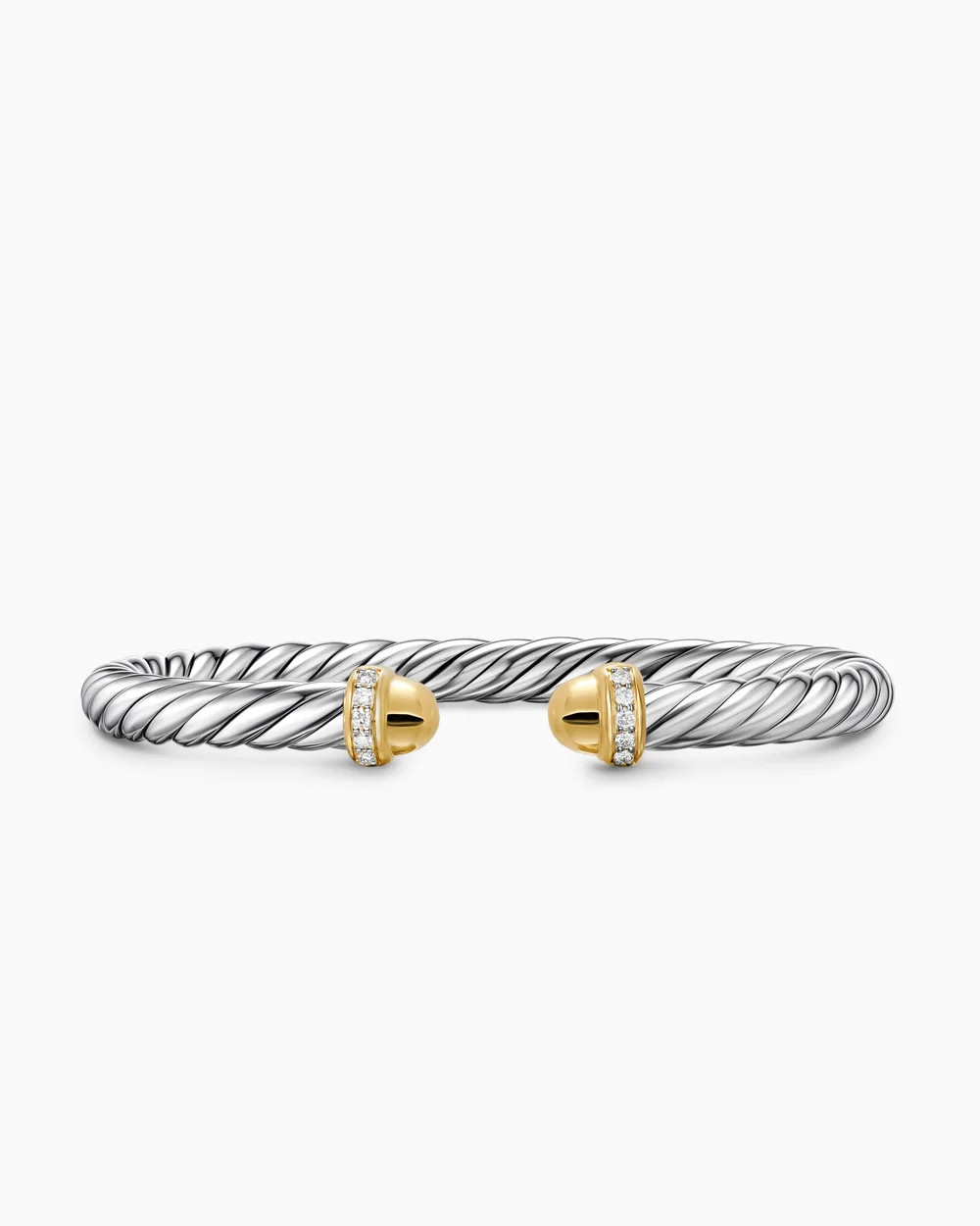 David Yurman | Cable Flex Bracelet in Sterling Silver with 14K Yellow Gold and Diamonds, 6mm | David Yurman
