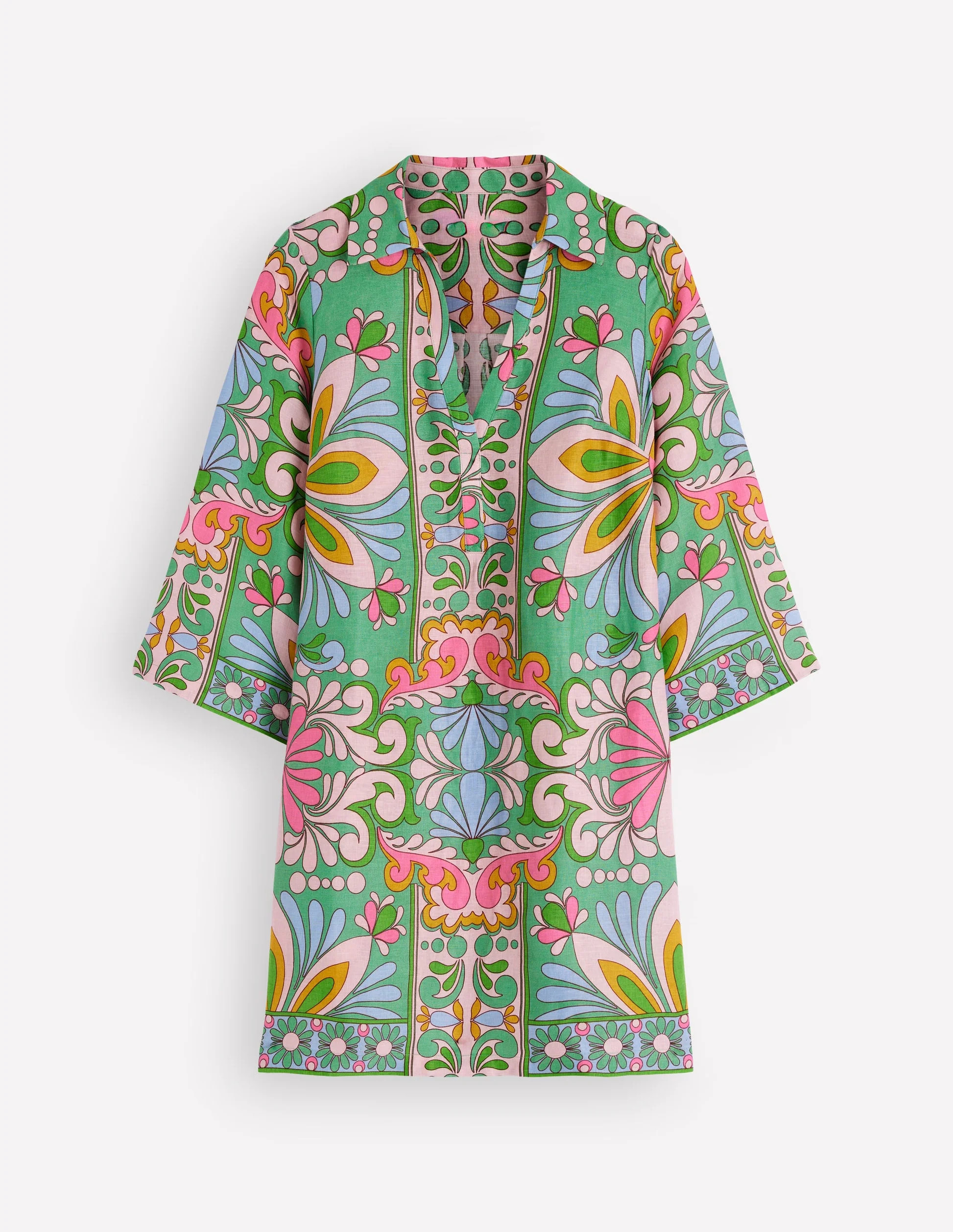 Carmen Linen Short Dress-Multi Bloom Tapestry | Boden (US)