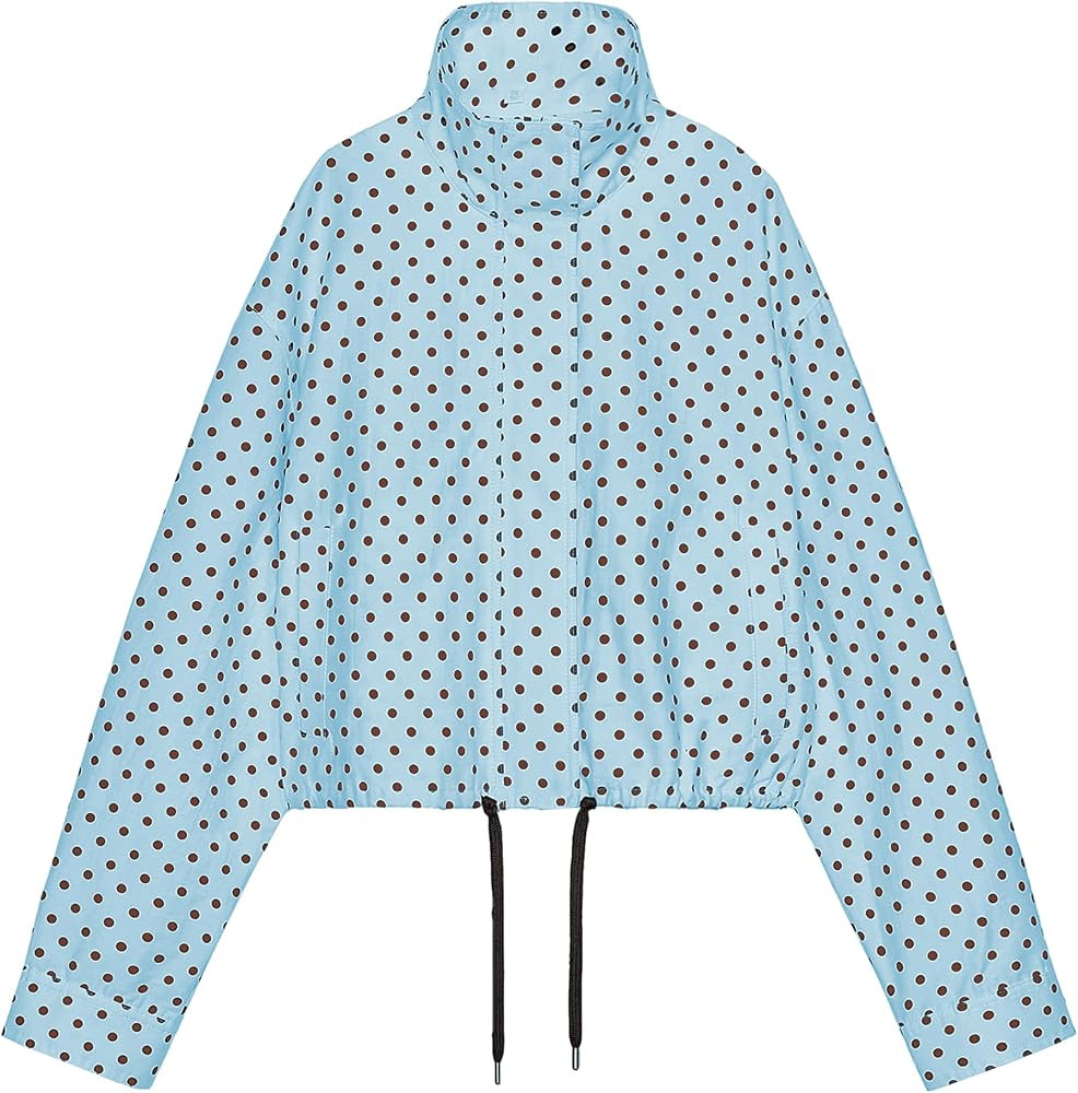 Songling Women Polka Dot Jacket Zip Up Lightweight Cropped Bomber Coat | Amazon (US)