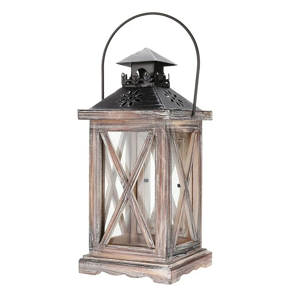 5X5X11Inch Wood Wooden Decorative Candle Lantern Vintage Rustic  Candle Holder for Indoor Outdoor... | Walmart (US)