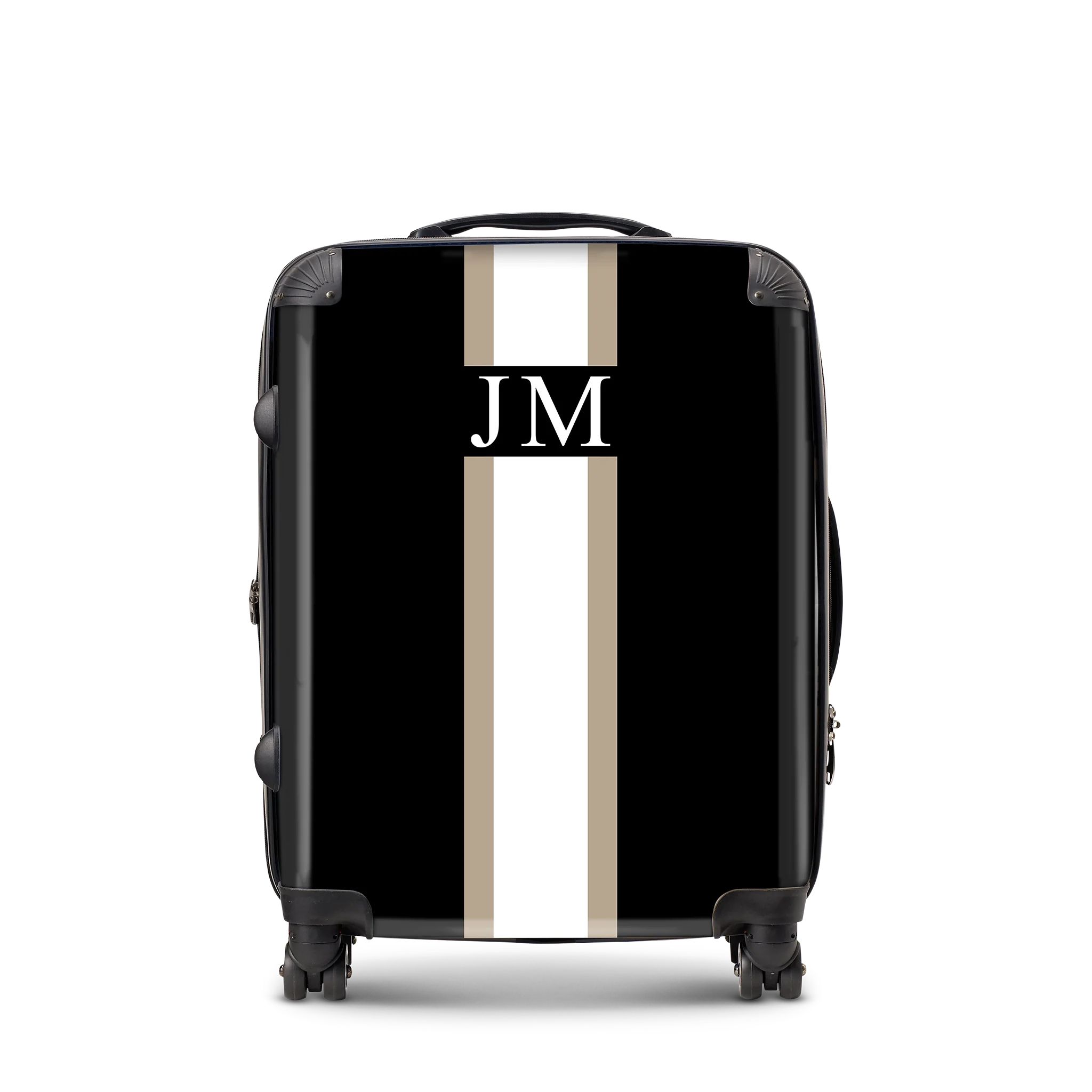 Lily & Bean personalised Black Luggage with Taupe and White | Lily and Bean