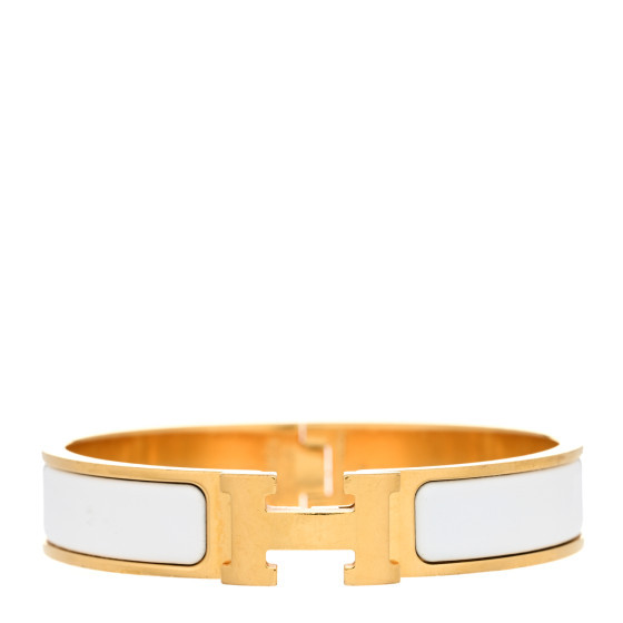 Enamel Narrow Clic Clac H Bracelet PM White | FASHIONPHILE (US)
