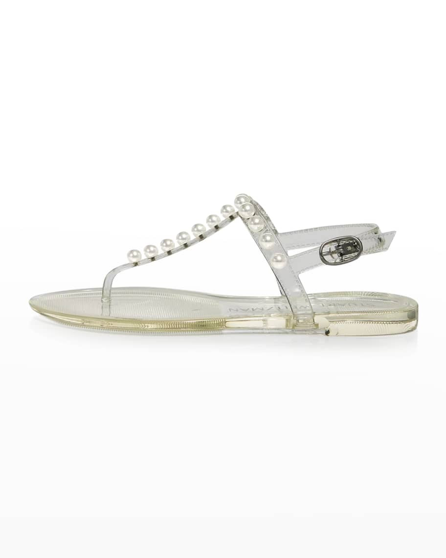 Stuart Weitzman Goldie Pearly Stud Jelly Sandals | Neiman Marcus