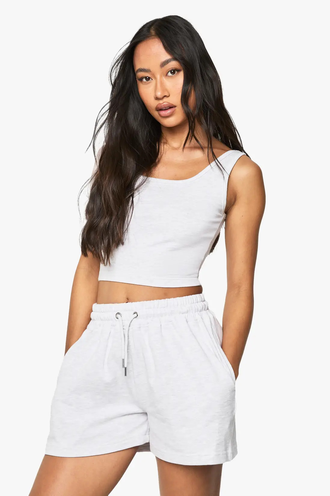 Black Scoop Neck Crop Top And Sweat Short Set | Boohoo | Boohoo.com (UK & IE)