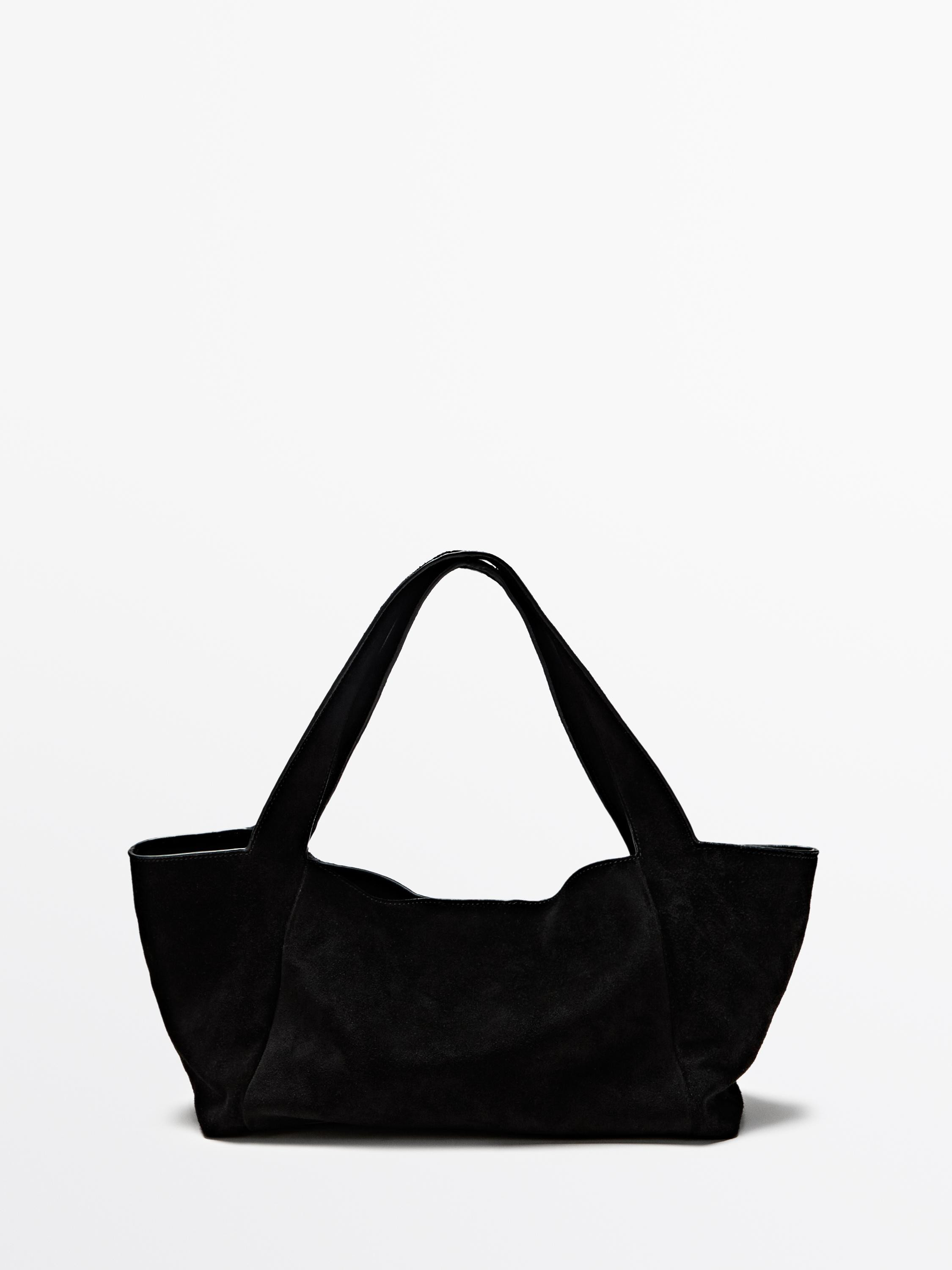 Mid-size split leather shopper bag | Massimo Dutti UK