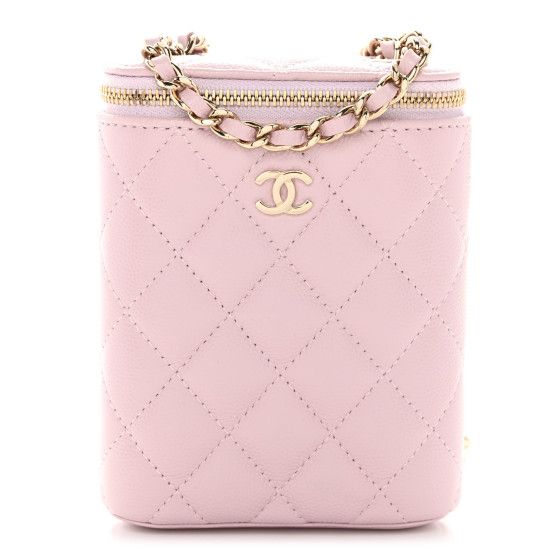 Caviar Quilted Vertical Coco Beauty Vanity Case With Chain Pale Pink | FASHIONPHILE (US)