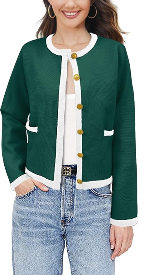 SuperPrity Cardigan Sweaters for Women Long Sleeve Button Down Cropped Knit Coat Jacket with Pock... | Amazon (US)
