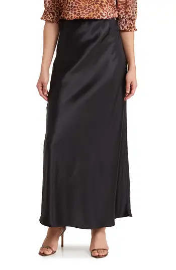 Renee C Satin A-Line Skirt in Black at Nordstrom Rack, Size Medium | Nordstrom Rack