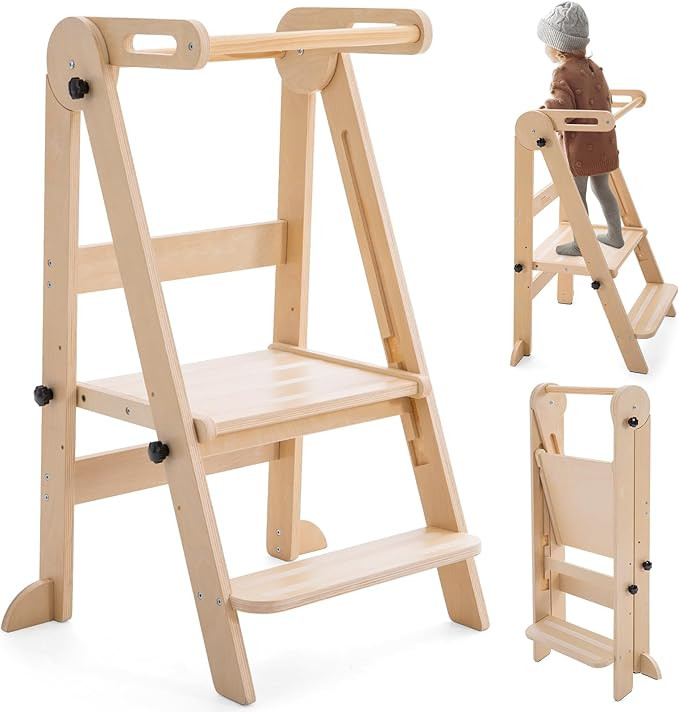 Foldable Toddler Tower - Kitchen Step Stool Helper for Kids 1-6 Years, Montessori Toddler Standin... | Amazon (US)