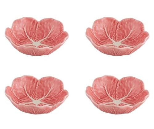 Bordallo Pinheiro Cabbage Bowl Set of 4 Small Pink Leaf Motif Earthenware Dishes – Handcrafted Portuguese Tableware Serving Bowl Centerpiece for Appetizers, Snacks, Sides, or Desserts 4.7"D | Amazon (US)
