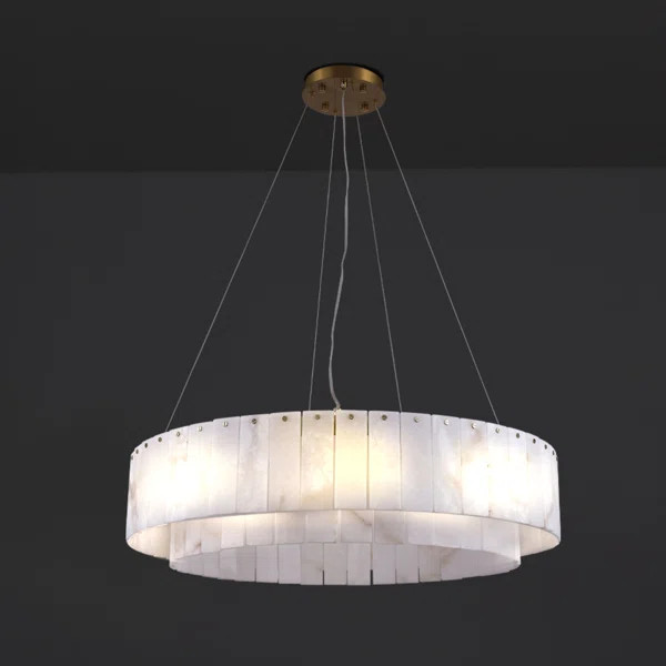 10-Light 31" Dimmable Alabaster Round Chandelier (Bulbs Included) | Wayfair North America