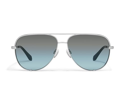 QUAY - Sunglasses for Men & Women, Oversized Aviator Lenses with UV Protection (High Key Extra Large, Silver) | Amazon (US)