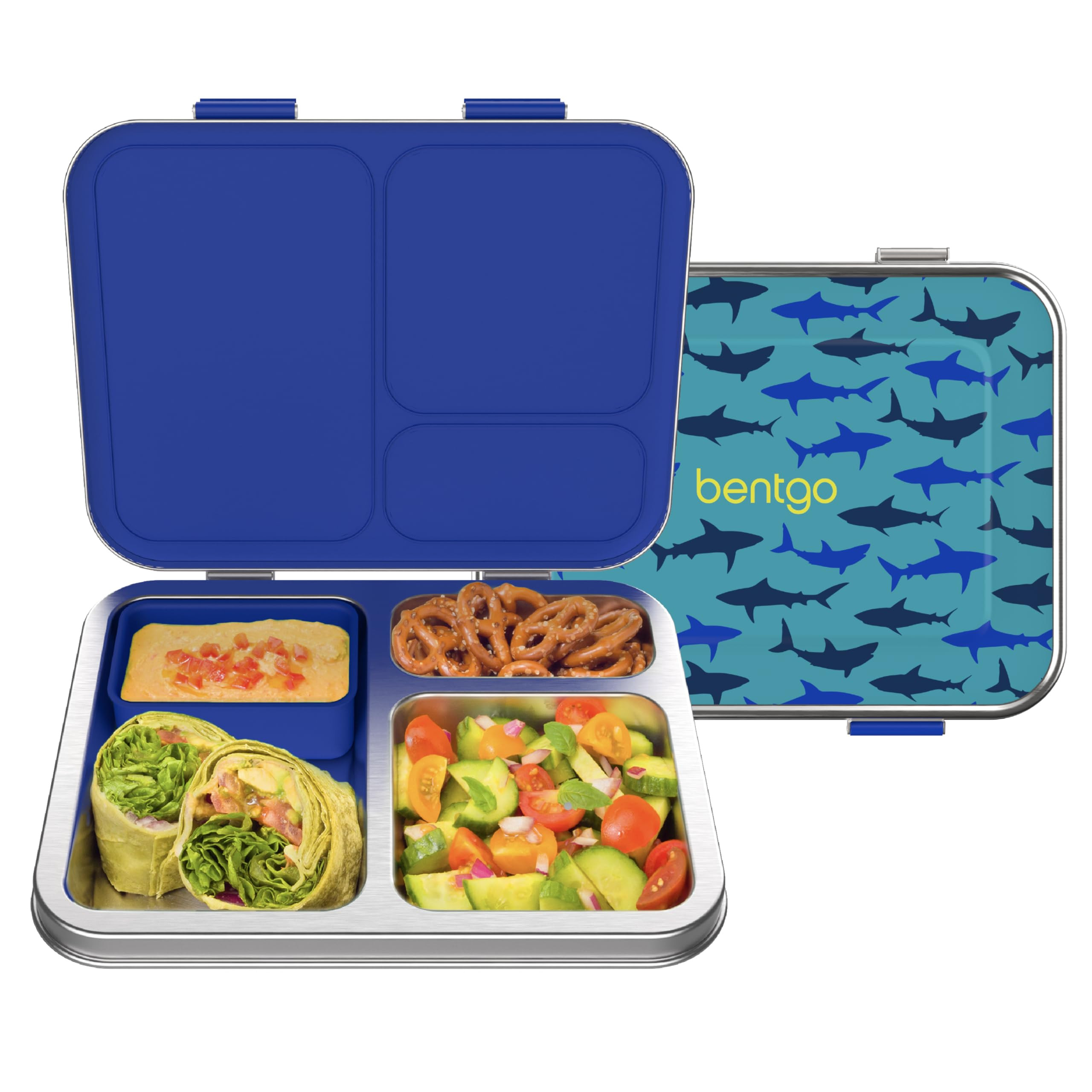 Bentgo Kids Stainless Steel Prints Leak-Resistant Lunch Box - 3-Compartments with Bonus Silicone ... | Amazon (US)