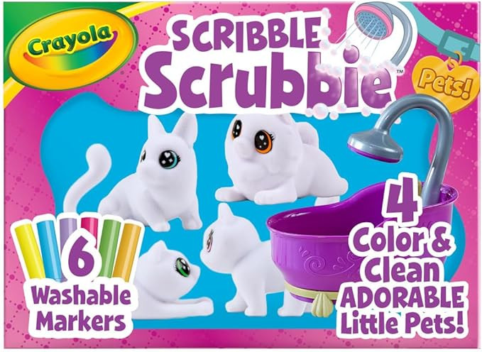 Crayola Scribble Scrubbies Tub Set (4 Pets), Holiday for Kids, Washable Pet Care Toy, Coloring An... | Amazon (US)