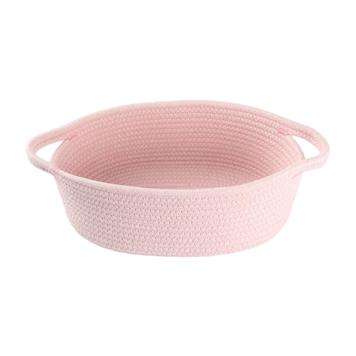 Small Woven Basket Cute Oval Cotton Rope Gifts Basket with Handle Empty Baby Wicker Storage Baske... | Amazon (US)
