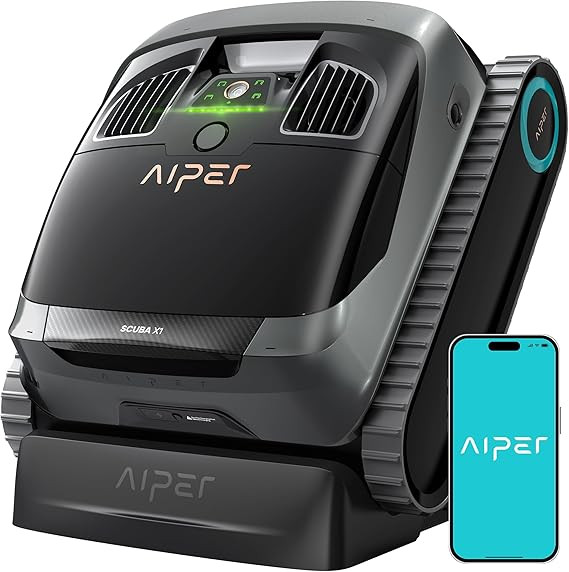 AIPER Scuba X1 Cordless Robotic Pool Cleaner, 6600 GPH High-Power Suction, Horizontal Waterline S... | Amazon (US)